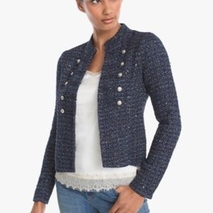 WHBM Tweed Sequin Metallic Military Jacket -NWT